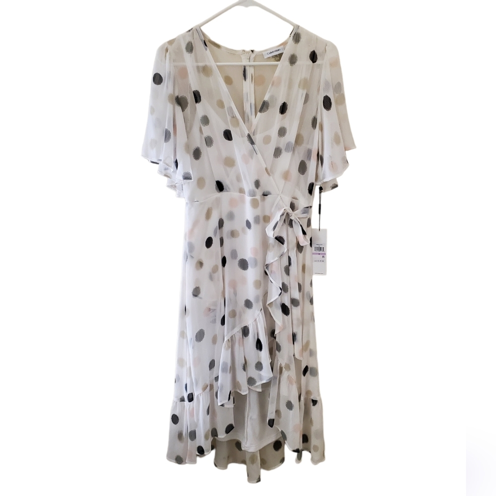 Calvin Klein Polka-dot Ruffle Dress